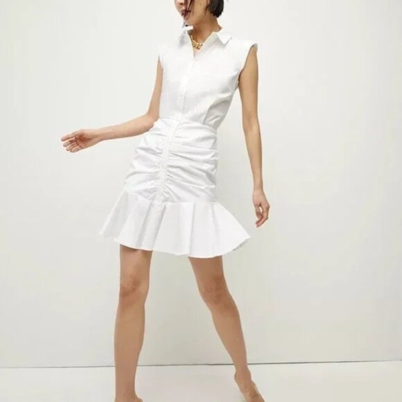 Veronica Beard Bell Button Down Stretch Poplin Dress - Picture 1 of 2